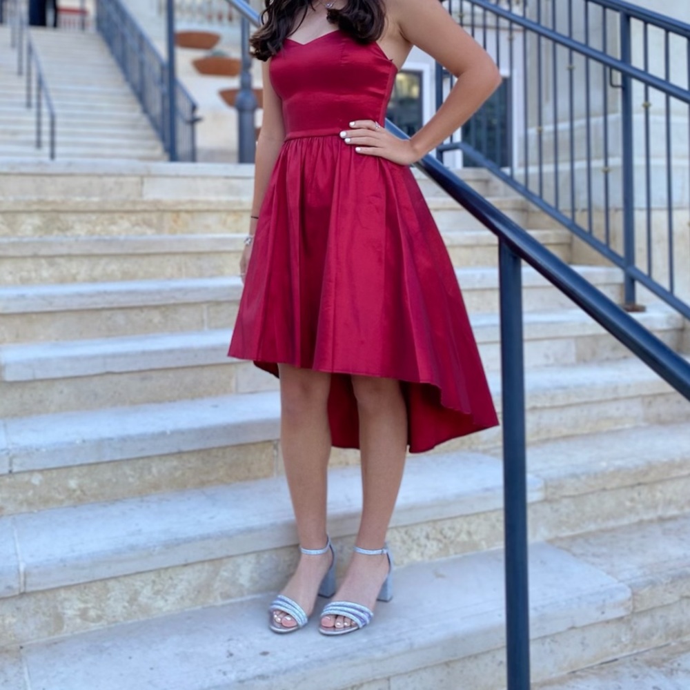 High to low red formal dress, size 1/2, B. Darlin brand,